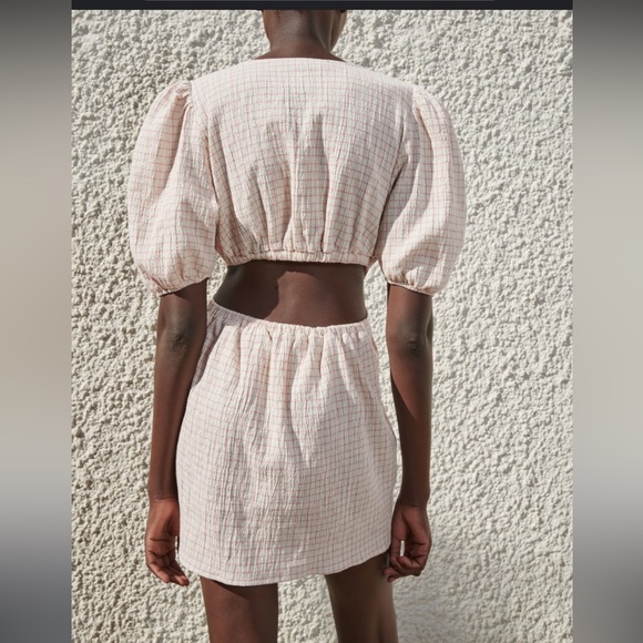 ZARA Cut Out Linen Blend Dress - Picture 2 of 13